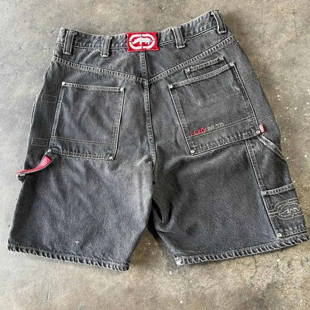 Men Summer Classic Streetwear Y2K  Hiphop Shorts Punk Striped Spray Acid Wash Essentials Shorts Streetwear